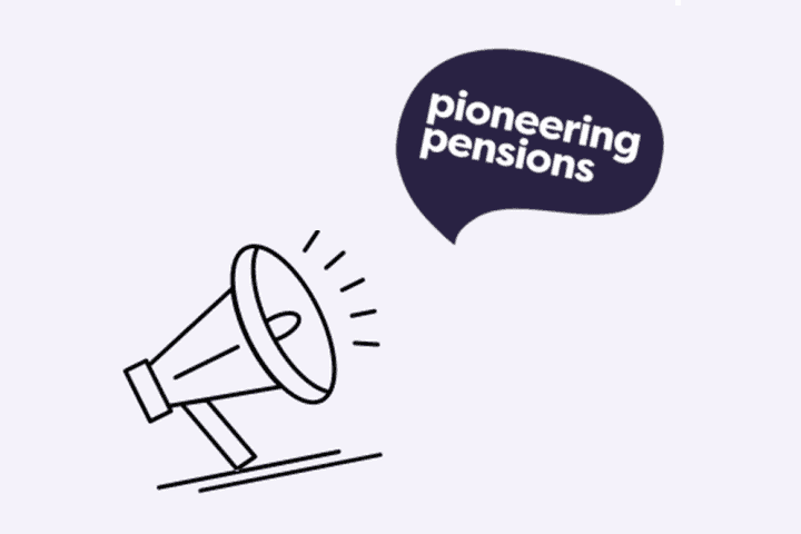 Pioneering Pensions logo and speakerphone