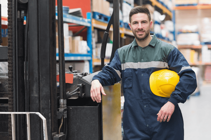 certified forklift driver in warehouse